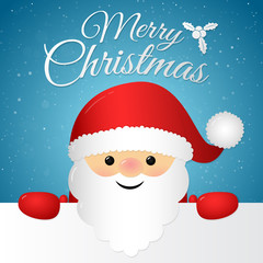 Merry Christmas - card with wishes and Santa Claus. Vector.