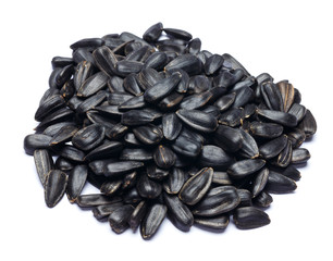 pile of seeds of a sunflower isolated on a white background