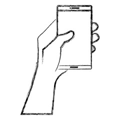 smartphone device with hand human vector illustration design