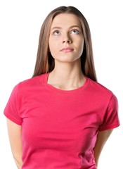 Fototapeta premium Young Woman Looking Up