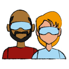 Winter couple avatar icon vector illustration graphic design