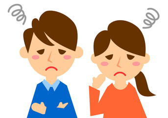 夫婦　上半身　困る