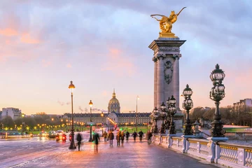 Foto op Plexiglas Pont Alexandre III The Alexander III Bridge across Seine river in Paris