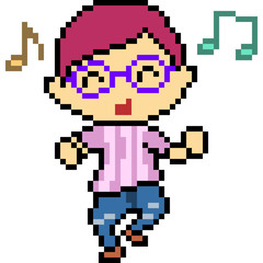 vector pixel art kid dance