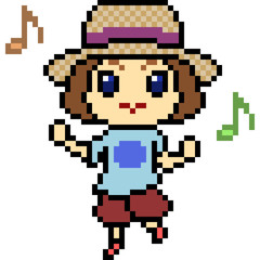 Fototapeta premium vector pixel art kid dance