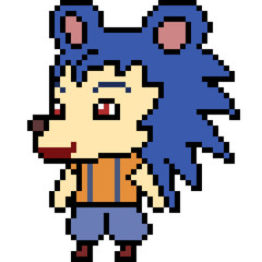 Obraz premium vector pixel art porcupine kid