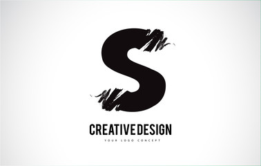 Fototapeta premium S Letter Logo Design Brush Paint Stroke. Artistic Black Paintbrush Stroke.