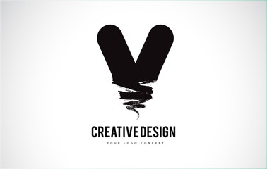 Letter Logo Design Brush Paint Stroke. Artistic Black Paintbrush Stroke.