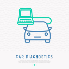 Car diagnostics thin line icon. Modern vector illustration for logo of car service.