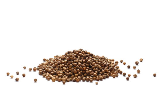 Heap Coriander Seeds isolated on white 