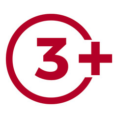 Obraz premium Limit age icon on red background. Icons age limit vector flat illustration.