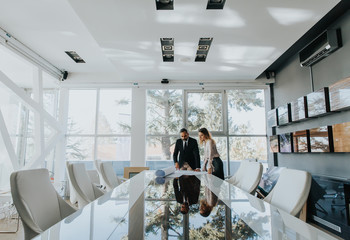 Obraz premium Business couple analyzing project