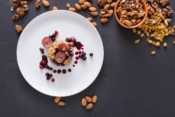 Healthy breakfast - oatmeal porridge, still life