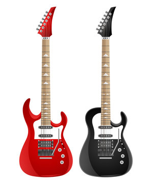 Set of electric guitars isolated on white background. Vector illustration