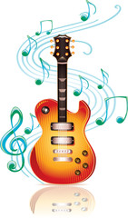 Funky guitar and notes - music design