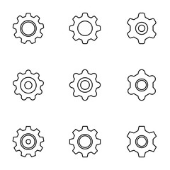 Set of simple icons on a theme settings, vector, design, collection, flat, sign, symbol,element, object, illustration, isolated. White background