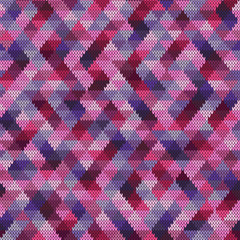 Seamless geometric knitted pattern from multi-colored triangles