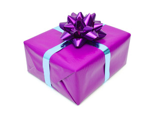 Gift box with ribbon and bow isolated on the white background