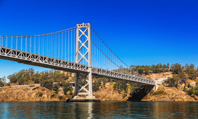 Fototapeta na wymiar Oakland Bay Bridge in San Francisco on sunny day 