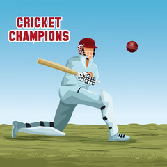 Cricket player cartoon icon vector illustration graphic design