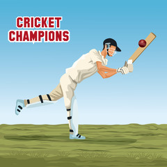 Cricket player cartoon icon vector illustration graphic design