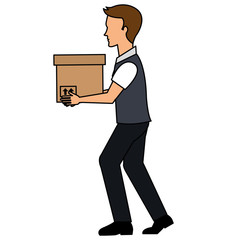 man with carton box packing icon