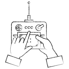 user hand with drone remote control