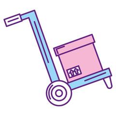 carton box in handle cart vector illustration design