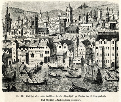 Settlement of german merchants in London, 17th century (from Spamers Illustrierte Weltgeschichte, 1894, 5[1], 140)