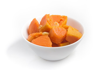 Diced Cooked Pumpkin in a bowl