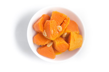 Diced Cooked Pumpkin in a bowl