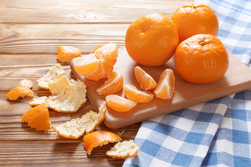 Fresh mandarines on table