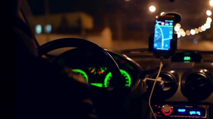 City driving taxi night