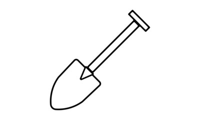 Shovel Line Icon Illustration. Digging Tool Symbol