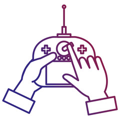 user hand with drone remote control vector illustration design