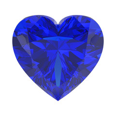 3D illustration isolated blue diamond heart stone