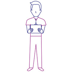 man with drone remote control vector illustration design