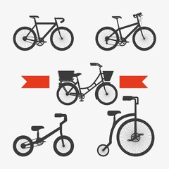 set of the different bicycles sport transport touring vector illustration