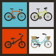 set of the different bicycles sport transport touring vector illustration