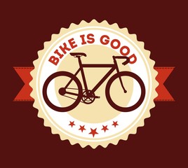 bike is good badge ribbon retro style image vector illustration