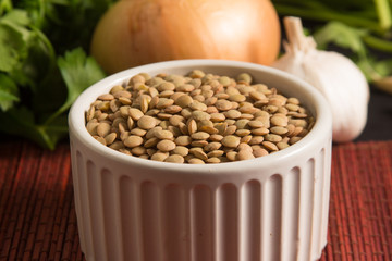 Raw Lentils in a bowl