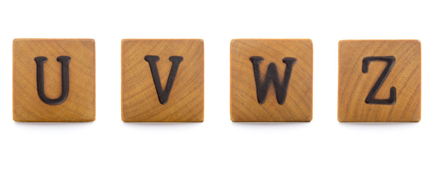 Lettere alfabeto in legno UVWZ