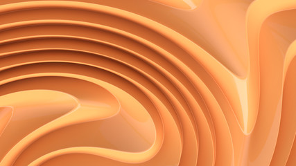 Abstract background with curls of delicate cream color. 3D rendering