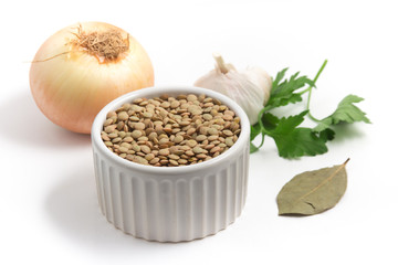 Raw Lentils in a bowl
