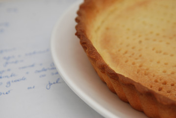 Baked Pie Base Pastry Tart pan. Dessert Preparation. Cooking Recipe