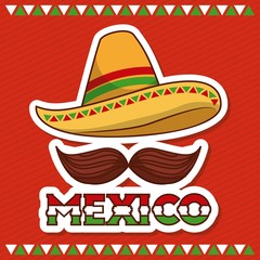 mexico hat and mustache poster invitation vector illustration