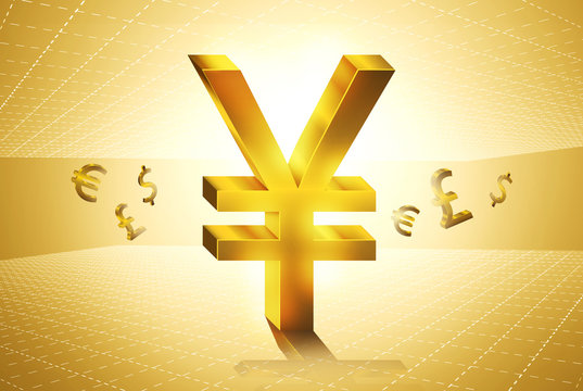 golden currency symbols forex trading concept