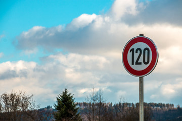 Traffic sign which means 120 kilometers per hour