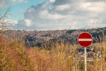 Traffic sign which means that you are not allowed to drive through there