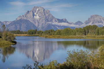 Grand Teton Scenic View (Oxbow point) with Mount Moran on Background